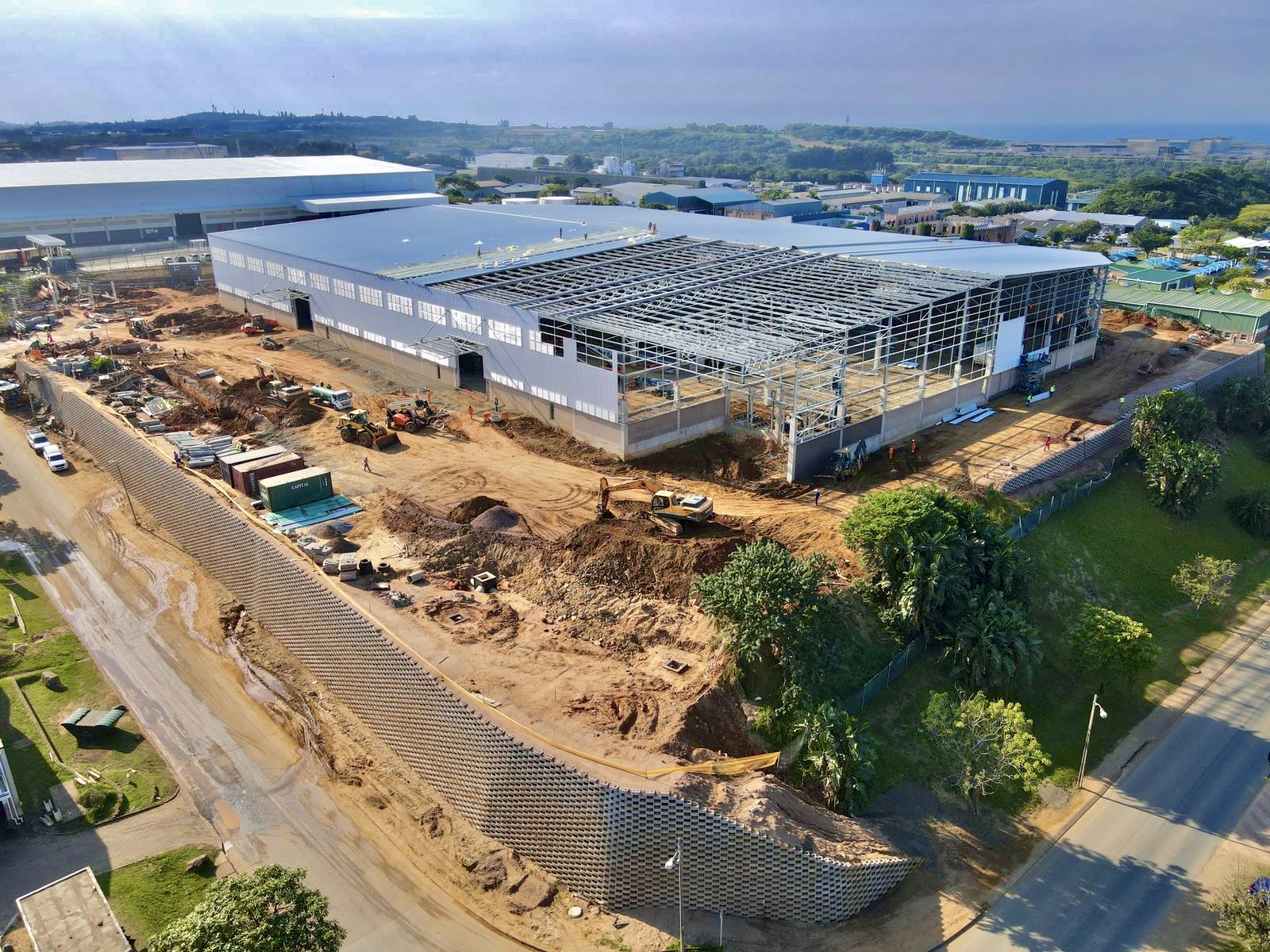 Aerial view of KNS Fire’s fire protection installation at Beechgate industrial facility in KwaZulu-Natal